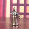 Figura heroica em latão puro de Jingzhong Yue Fei, dedicada a servir a pátria, empunhando uma espada, ornamento decorativo para mesa.