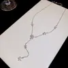Collar con Borla en Forma de Y de Circonita para Mujer, Cadena para Clavícula de Lujo Ligero Estilo Nicho de Gama Alta, Cadena para Suéter Estilo Ins Personalizada para Mujer