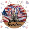 Amazon US Día de la Independencia Artesanías de Madera Colgante Redondo para Puerta Placa Decorativa para Fiesta Festival Pintura