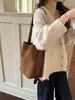 Bolso Tote de Hombro Cruzado para Mujer Estilo Coreano Ins Nicho Versátil Gamuza Retro Estampado de Leopardo Bolso Cubo Bolso de Madre