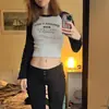 Moda Nueva Primavera y Otoño 2025 Ropa para Mujer Personalizada Casual Bloque de Color Mangas Raglán Camisa Básica Top de Chica Popular