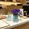 Mini maceta de bicicleta con flores de gipsófila artificiales, planta pequeña en maceta simple multicolor, decoración de escritorio, flores artificiales para el hogar al por mayor
