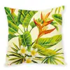 Funda de Almohada de Peluche Estilo Ins con Estampado Digital de Planta Verde y Flores Serie Floral de Verano Funda de Cojín para Sofá Coche Transfronterizo