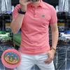 Polo de verano 2025 para hombre, nuevo, transpirable, de manga corta, de alta gama, con perforación en caliente, logotipo de personalidad, media manga, tendencia empresarial