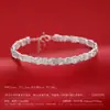 Pulseira Tecida de Prata Pura 999 para Mulheres, Novo Estilo Design Céu Estrelado, Pulseira de Banda Lisa de Nicho, Presente de Dia das Mães para a Mãe