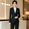 Traje Profissional Feminino Azul Céu de Manga Longa com Dois Botões para Outono de 2026, para Entrevistas de Emprego, Traje Formal, Uniforme de Trabalho para Recepção de Hotel