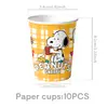 As Decorações de Festa de Aniversário Temáticas do Snoopy Mais Vendidas da Amazon Arranjo de Presente para o Primeiro Ano Adereços de Atmosfera Prato de Papel Bandeira de Puxar