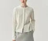 Cárdigan de cachemira blanca lujoso y sofisticado para mujer, cuello redondo, botones de perla, corte holgado, engrosado, abrigo suéter de punto de ochos