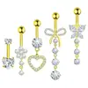 Amazon En Stock Set de 5 Piezas de Anillos para Ombligo, Acero Inoxidable Exquisito Súper Brillante Circonita Joyería para Piercing de Ombligo
