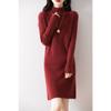 Nuevo Suéter de Lana de Cuello Alto Suéter Tejido Vestido de Mujer Elegante Otoño e Invierno Falda Base Vestido Suéter de Largo Medio
