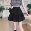 Saia Doce Branca Plissada Plus Size A-Line Justa ao Quadril para Mulheres Verão Gordinha mm Cintura Alta Modeladora Look Saia Botão Fofa