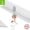 Colgante de plata Ziyun con forma de rosa galvanizada, ideal para el Día de San Valentín, con cuentas de plata S925 BSC422