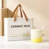Juego de 3 Tazas con Gradiente de Fábrica con Tapa y Cuchara, Taza de Leche de Alto Valor, Taza de Cerámica para Regalo, Taza de Desayuno al por Mayor