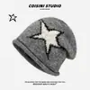 Gorro de Punto Estrellas de Moda para Mujer, Sombrero Holgado Retro Coreano de Otoño e Invierno, Protección para los Oídos, Cálido Versátil para Circunferencia de Cabeza Grande Turbante