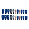Parches para Manicura de Ballet de Longitud Media, Parches de Uñas Postizas Florales de Moda, Uñas Azules Portátiles para Manicura al por Mayor