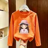 Camiseta de manga comprida para meninas, algodão puro, para usar na primavera e no outono, novo modelo 2026, blusa para meninas, camiseta, camiseta base para camada interna infantil