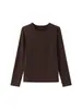 26 Nuevas Camisetas Base de Cuello Redondo con Forro Polar para Otoño e Invierno para Mujer, Camiseta de Manga Larga Cálida y Adelgazante, Top Versátil de Hombro Normal para Mujer