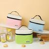 Bolsa de almuerzo con bloques de color y compartimentos, forma cuadrada, bolsa de bento simple y elegante, caja térmica con bolsa de hielo aislante