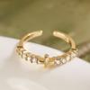 Anillo de apertura con circonitas en oro de 18 quilates chapado en cobre de lujo ligero y de gran venta transfronteriza de Aogu, anillo sencillo y versátil para mujer.