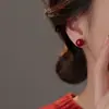 Pendientes de Plata Pura S999 con Cinabrio Seleccionados Cuidadosamente para Mujer, Aptos para Orejas Sensibles, Rojos para el Año Nuevo y el Año del Caballo 2026, Pendientes de Regalo para Mujer