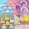 Paquete de 10 Decoraciones para Pastel de Cumpleaños Bola de Pelusa Nube Inserción Arcoíris Luna Nube Blanca Globo Aerostático Adornos de Inserción