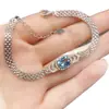 Pulsera Transfronteriza de Topacio Natural Amazon S925 Plata Piedra Principal 6*8 Joyería de Lujo Venta Directa de Fábrica