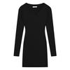 Vestido Bodycon de Punto Negro Super Elegante de Manga Larga Ajustado con Cuello en V para Mujer, Nuevo Modelo Otoño 2025