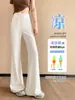 Pantalones Acampanados de Seda de Hielo para Mujer, Estilo Delgado de Verano, Nueva Moda para Mujer Estilo Old Money de Primavera y Otoño, Pantalones Casuales Deportivos de Yoga