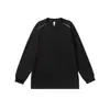 Camiseta de Manga Larga de Color Sólido con Diseño de Marca de Moda, Camisa Básica Suelta Estilo Americano Unisex para Pareja, Top de Cuello Redondo para Hombre