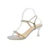 Tacones Altos de Tacón Fino 2024 Verano Nuevo Estilo con Pedrería, Sandalias Huecas Sexy y Elegantes para Mujer, Versátiles para Vestidos