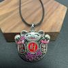 Collar con colgante de gato de la suerte esmaltado con filamento hueco y monedero sencillo a la moda para mujer, estilo palaciego, nuevo estilo nacional, joyería combinable.