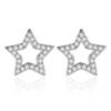 Pendientes de tuerca con forma de estrella de cinco puntas geométrica de circonita simple a la moda para mujer, con temperamento de circonita incrustada en diamantes, joyería de plata redonda para las orejas