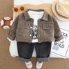 Traje de Otoño de Moda para Niños 2025 Estilo Nuevo 0-5 Años Estilo Occidental Traje Casual de Tres Piezas de Manga Larga para Niños Tendencia