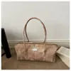 Bolso de mano de hombro baguette de color sólido de gran capacidad retro europeo y americano para mujer, nuevo, para ir al trabajo, casual, estético, 2026