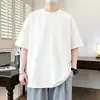 Camiseta de Manga Curta Lisa de Moda Americana de Verão de Alta Qualidade para Homens, Top Versátil e de Caimento Solto