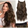 Peluca Kony Estilo Europeo y Americano Peluca para Mujer Postizo Natural Pieza Única Cabello Largo Rizado Fibra de Alta Temperatura Extensiones de Cabello con Hilo de Pescar