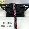 Cinta de Encaje Étnico Miao de 1.5 cm de Ancho Accesorios para Ropa Bordado Hecho a Mano Tira de Tela para Puños y Escote