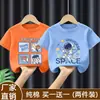 2026 Nova Roupa Infantil 100% Algodão para Meninos Manga Curta Verão Nova Estampa Estampada Gola Redonda Camiseta Casual Desenho Animado Top