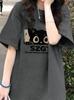 Camiseta de manga curta com estampa pesada de algodão feminina verão 2025 novo estilo americano retrô solto pequeno tamanho grande top