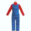 Conjunto de dos piezas de cosplay de Mario de la película New Super Horsepower europea y americana para fiesta de niños