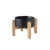 Tigela de comida para cães e gatos Tigela de cerâmica para gatos Estrutura elevada de bambu para proteger a coluna cervical Tigela anti-tombamento