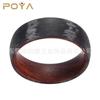Anillo Popular Transfronterizo de 8 mm de Fibra de Carbono Negra con Anillo Interior de Palo de Rosa Popular Simple Compromiso Joyería para Hombre y Mujer
