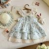 [Sombrero Gratis] Tejido Original de Sakura Pluma de Flor ~ Vestido Dulce de Verano para Niñas Mangas Cortas Ligeras Encaje Floral Suave