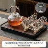 Tetera de vidrio de borosilicato alto a prueba de explosiones a alta temperatura patrón martillado transparente cafetera casera asa de cobre asa asa viga olla juego de té al por mayor