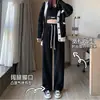 Pantalones de Pana Anchos de Algodón Europeo Estilo Coreano para Mujer, Otoño e Invierno, Pantalones de Pierna Recta de Cintura Alta, Pantalones Largos Gruesos de Pana con Forro Polar Casual