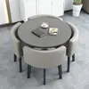 Mesa de Comedor Moderna Sencilla Mesa de Comedor Pequeña para Apartamento Mesa y Sillas de Comedor Combinación de Negociación Mesa Redonda para Sala de Estar Sillas de Comedor Completamente Almacenables