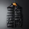 Estación Europea Invierno Chaleco de Plumas para Hombre Casual Cara Brillante Plumón de Pato Marca de Moda Talla Grande Abrigo de Hombre con Cuello Alto Moda
