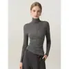 Suéter de punto de cuello alto de lana sin costuras, versátil para el trabajo y el uso diario, corte ajustado, perfecto como capa base