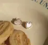 Brincos de Concha Natural em Formato de Coração da Moda para Mulheres, Joias Transfronteiriças, Brincos de Coração com Pérolas e Strass, Acessórios da Moda