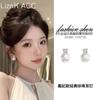 Aretes de perlas con aguja 925 para mujer, colgantes en la parte trasera, estilo ins, nuevo estilo caliente, modernos, lisos, circulares, nicho, aros para la oreja, venta al por mayor